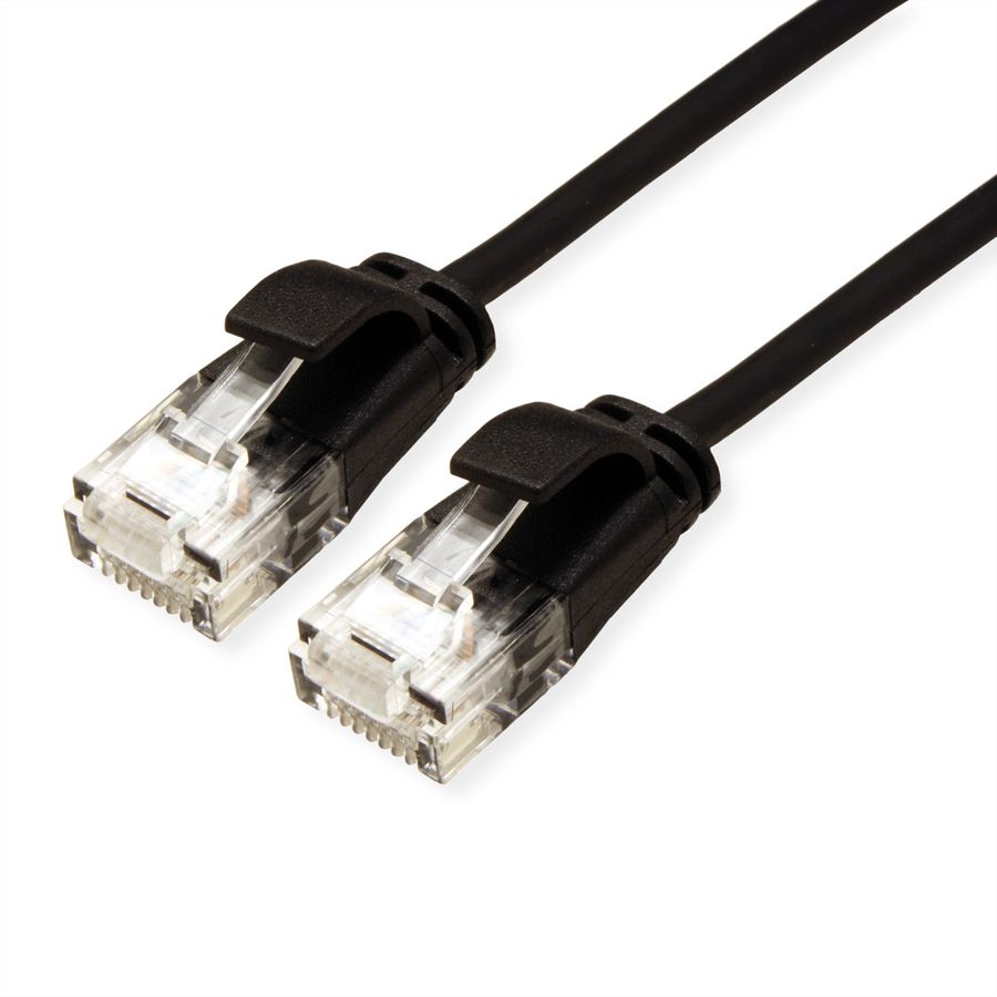 ROLINE GREEN UTP Patchkabel Cat.6A (Class EA), LSOH, slim, schwarz, 0,5 m