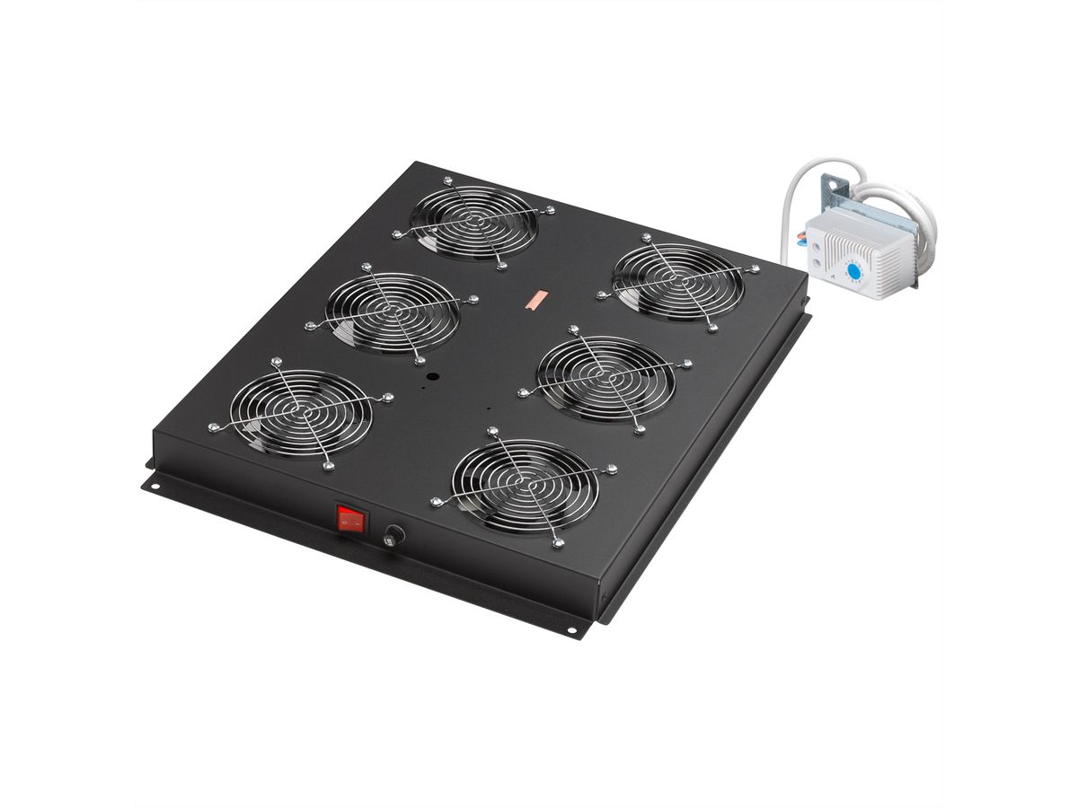 ROLINE 19-Zoll Dachlüftereinheit 6 Lüfter, Thermostat für Serverschrank schwarz