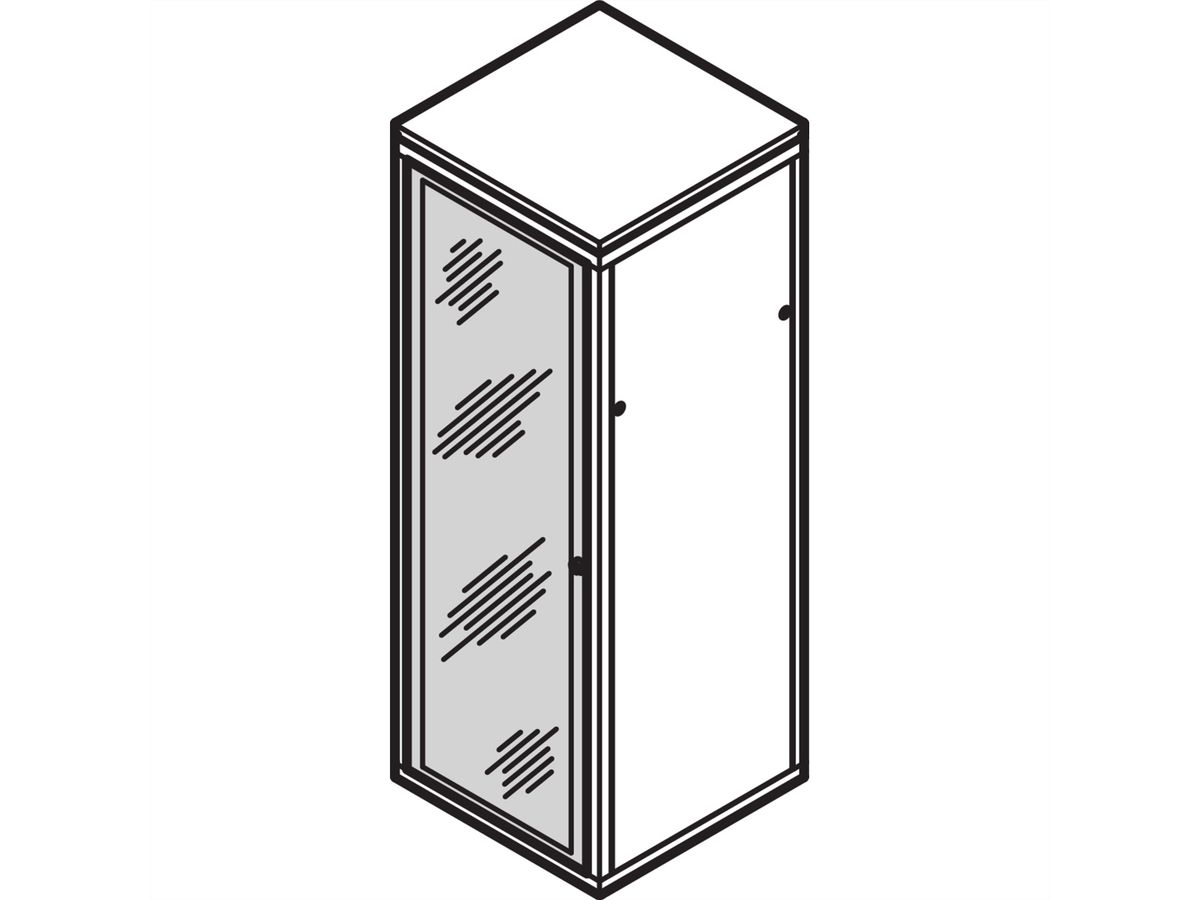 SCHROFF Eurorack Porte Vitrée Avec Verre Acrylique, RAL 7035, 25 U 600W