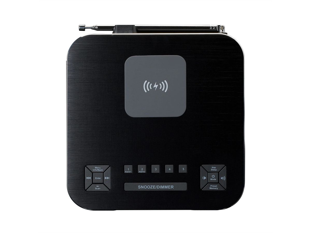 Lenco radio-réveil CR-650, DAB+, noir, BT et fonction de charge sans fil, noir