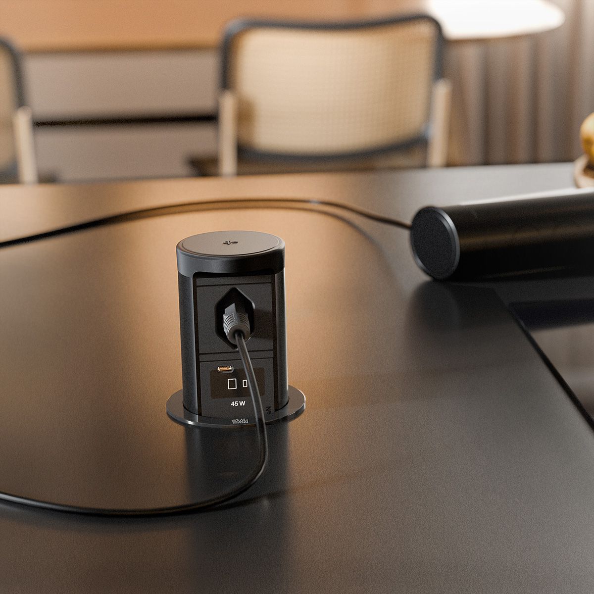 BACHMANN ELEVATOR2 1xCH T13, 1xUSB C Wireless Charger RAL9005 2,0m AE