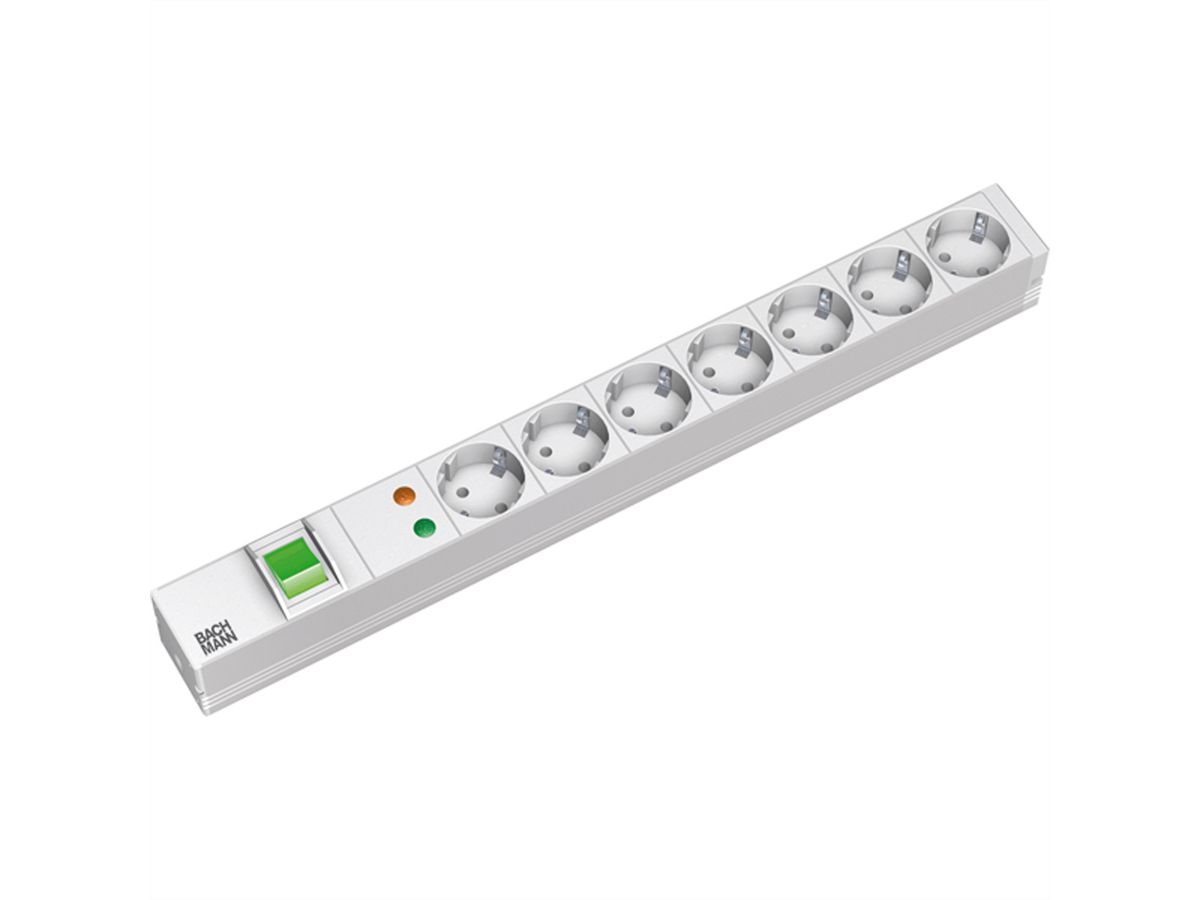 BACHMANN Bâti de prises 19" 7x avec TGB avec interrupteur