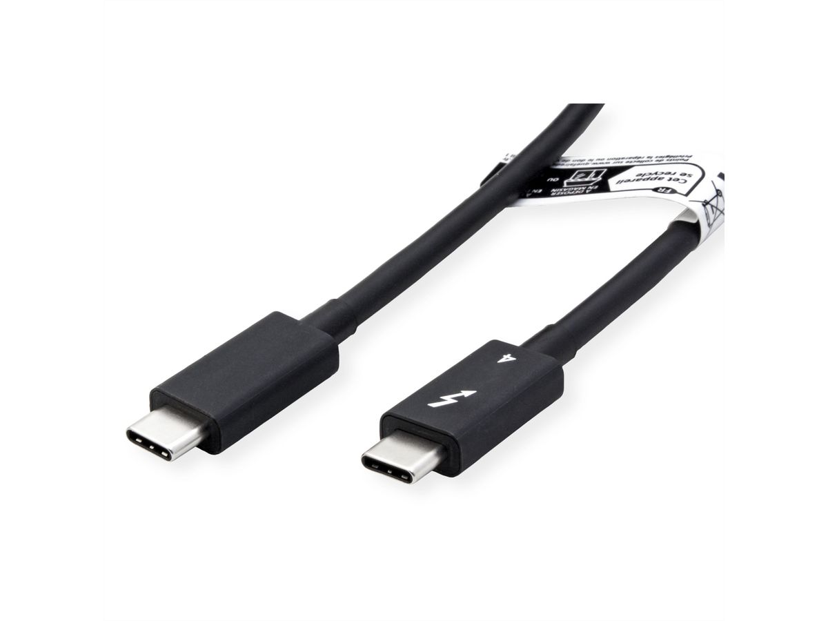 ROLINE Câble Thunderbolt™ 4 USB type C, M/M, 8K UHD-2, 40Gbit/s, 100W, passif, noir, 1 m