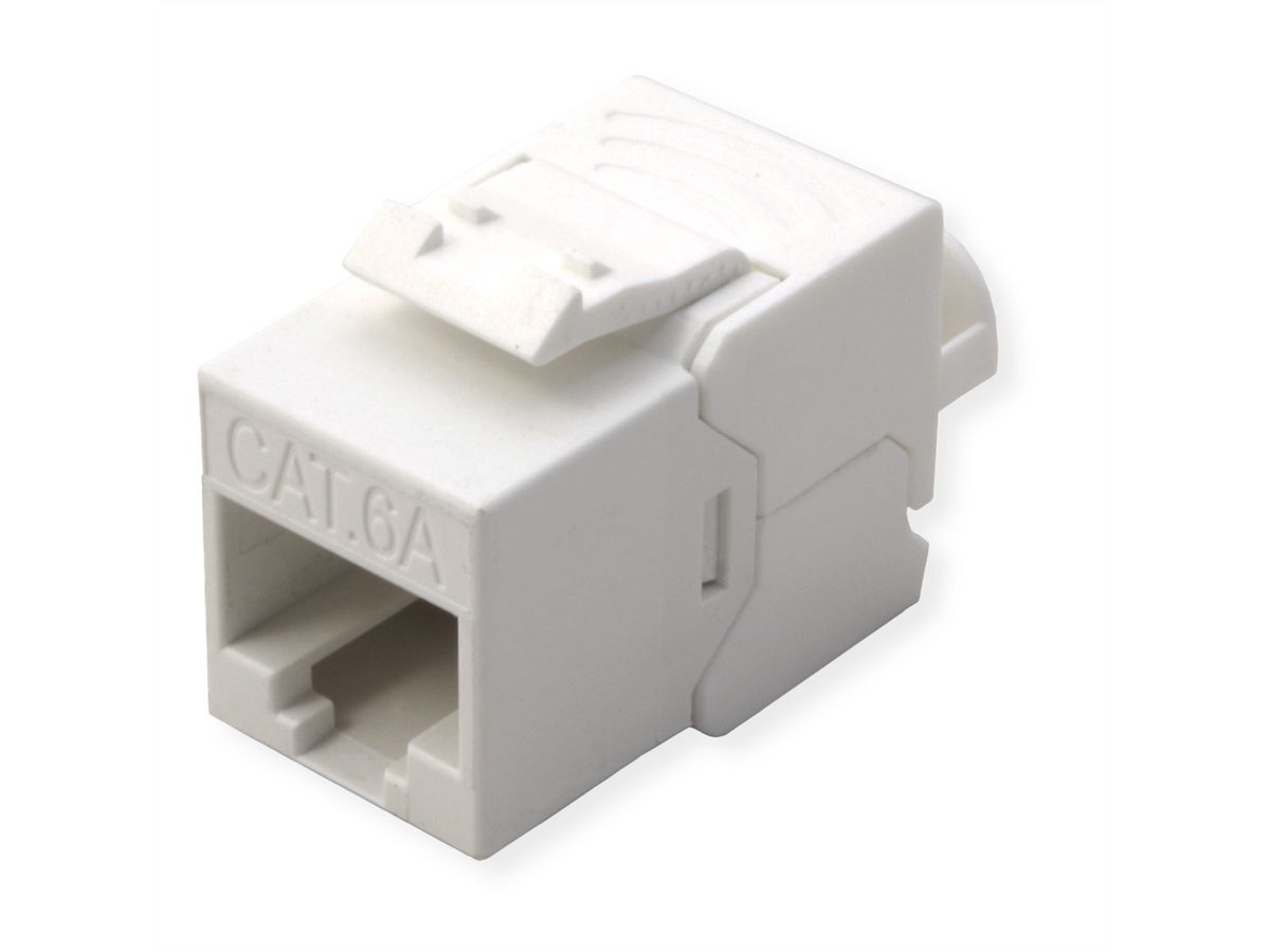 ROLINE Cat.6A (Class EA) Keystone, ungeschirmt, werkzeuglos, SLIM, extra kurz, weiß