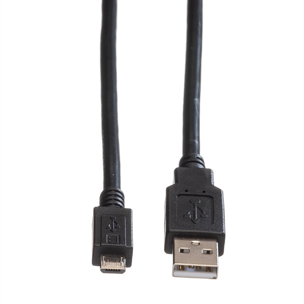 ROLINE USB 2.0 Kabel, USB A ST - Micro USB B ST, schwarz, 0,8 m