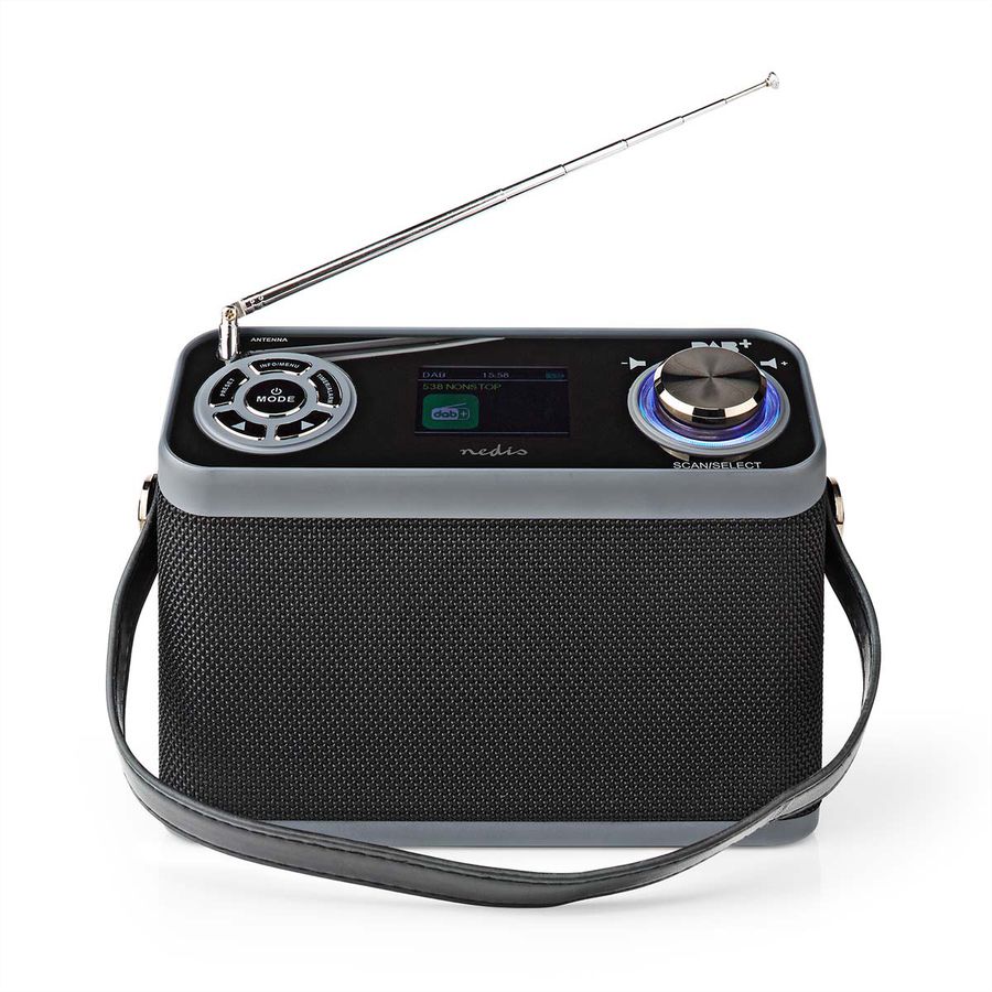 Radio de table DAB+ Nedis, noir, Bluetooth, batterie rechargeable