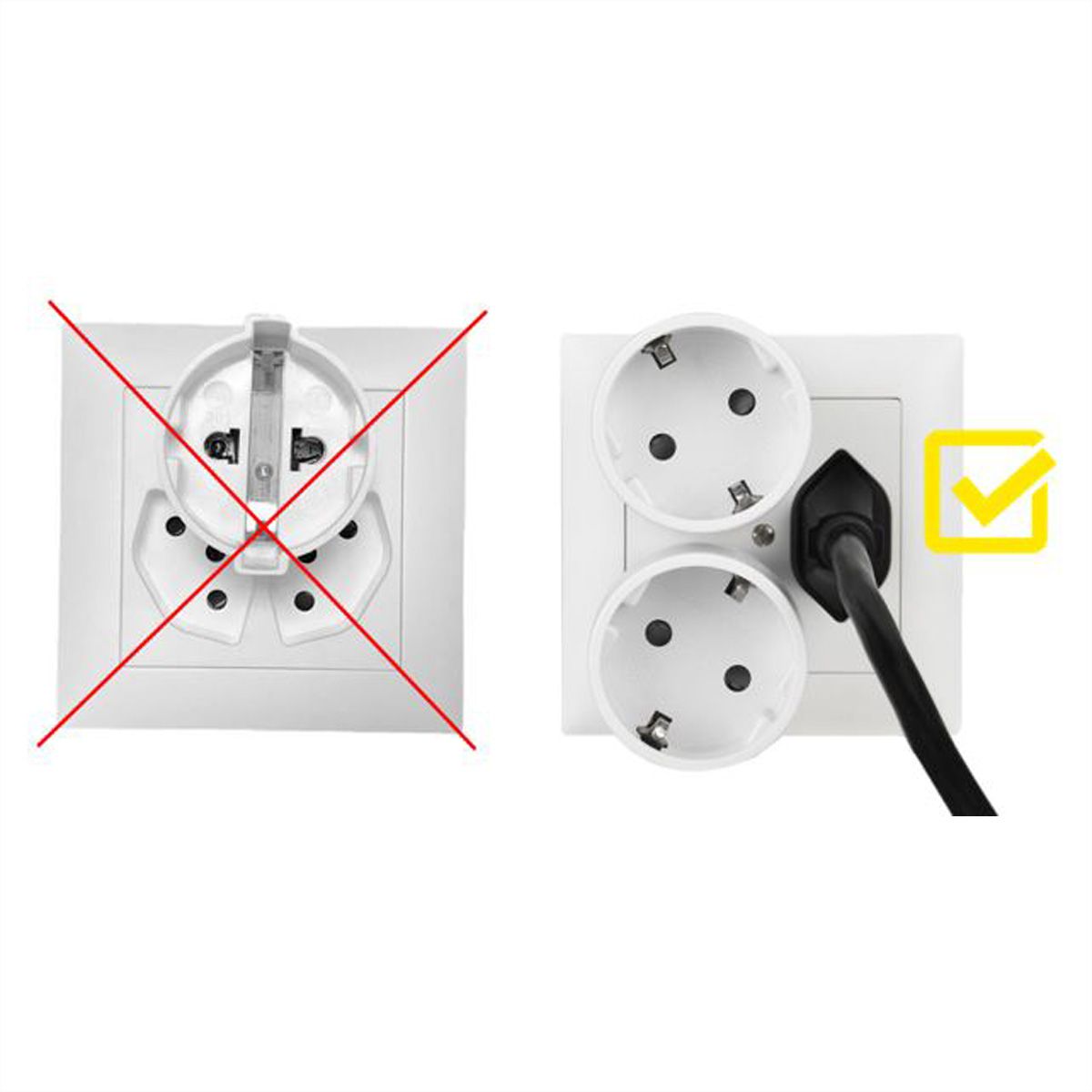 Reiseadapter CH/D NO BLOCK, Stecker T12/Schutzkontakt-Buchse, weiss
