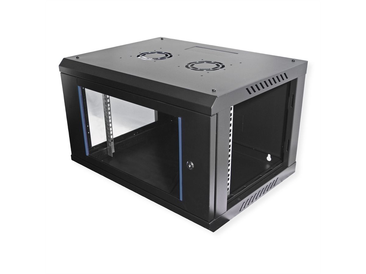VALUE Boîtier mural 19 pouces 6U, 600 x 450 mm, noir, kit à assembler