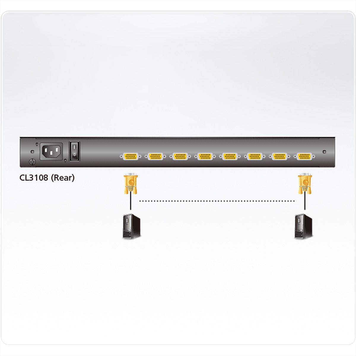 ATEN CL3108NX Commutateur KVM, 18,5" TFT, VGA, PS/2-USB, 8 ports, FR-Layout