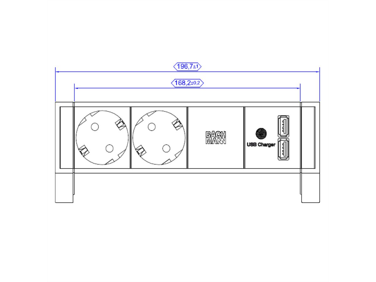 BACHMANN DESK2 2x contact de protection 1x chargeur USB, blanc, 0,2 m