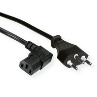 VALUE Netzkabel T12 auf C13, 90° rechts abgewinkelt, schwarz, 2m
