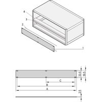 SCHROFF Face avant 1 U, 63 HP, Montage sur rail horizontal, 2,5 mm, Al, Anodisé frontal, Conducteur arrière