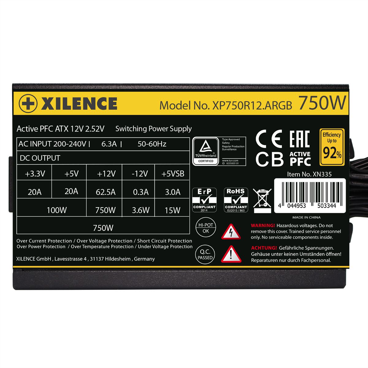 Xilence XP750R12.ARGB 750W PC Netzteil, Meet 80+ Gold, Gaming, ATX