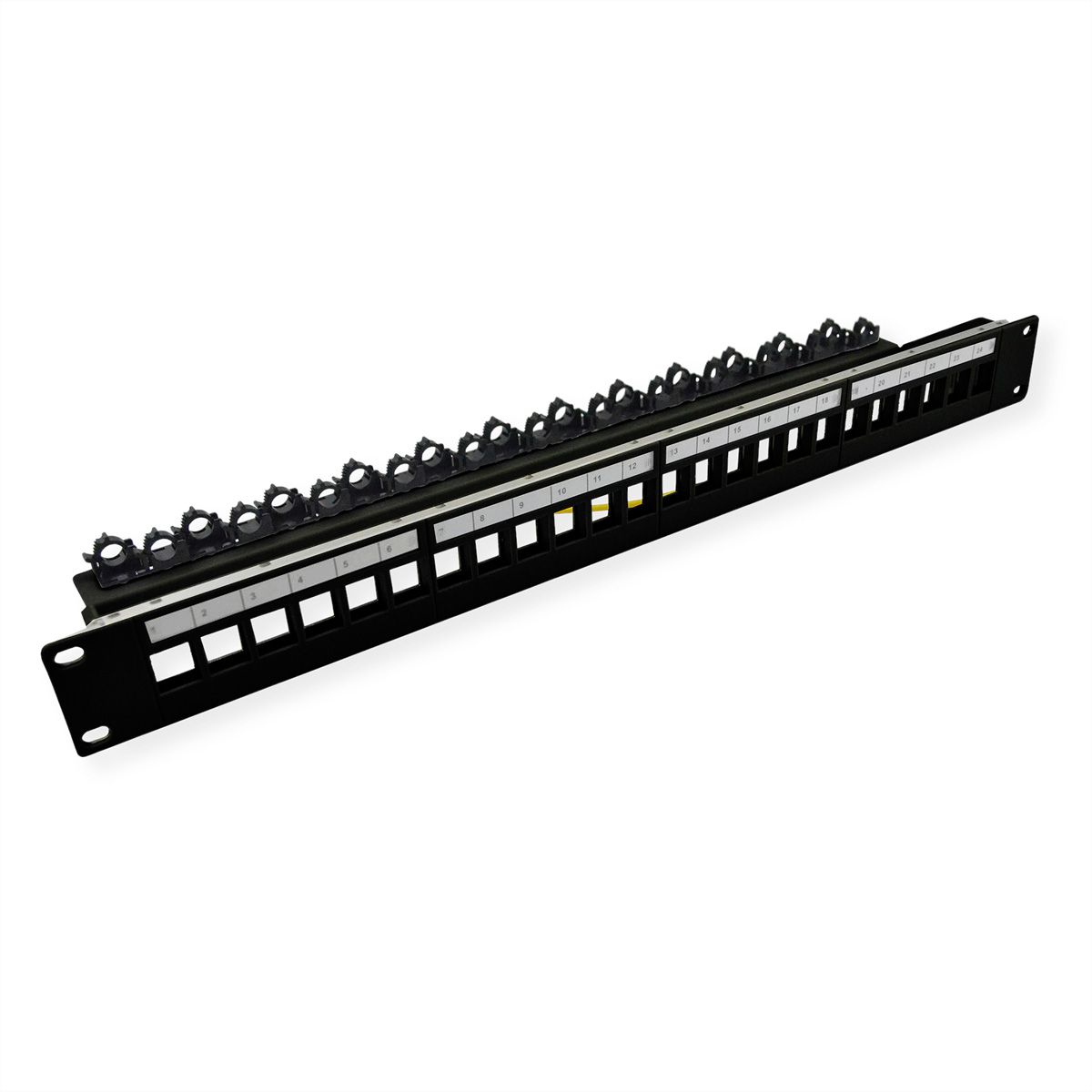 ROLINE 19-Zoll-Keystone-Modulträger, leer, 24P. geschirmt, Clip-Befestigung, schwarz