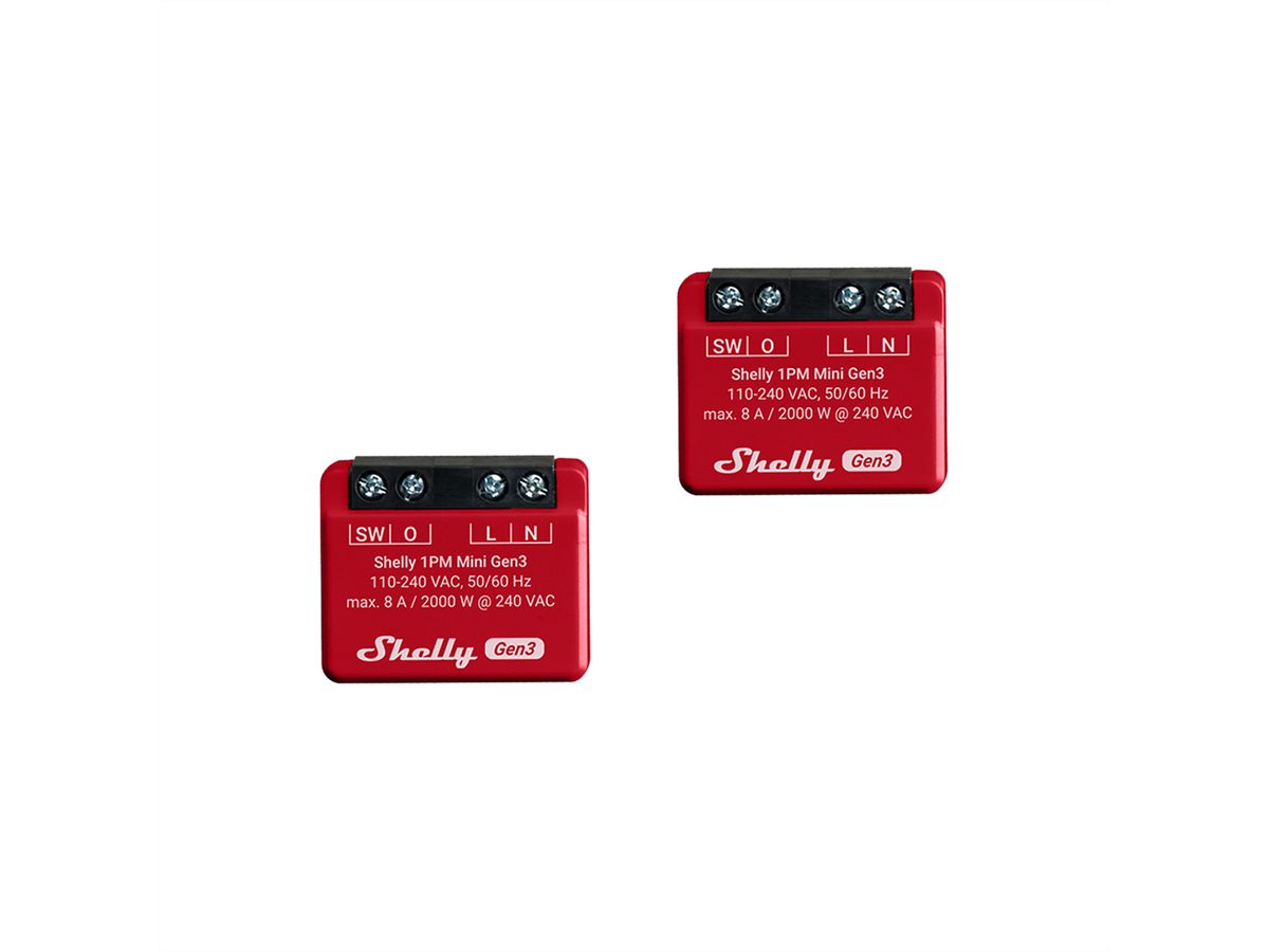 Shelly Acteur de switch 1PM Mini Gen3, (Dual pack) Nouvelle boîte
