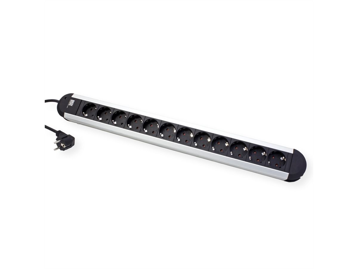 BACHMANN Prise multiple, 12x, aluminium, 1,75 m