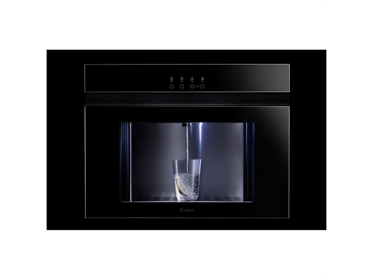 Irinox Wasserspender 45, schwarzes Glas, mit schwarzer Griff Hot & Cold