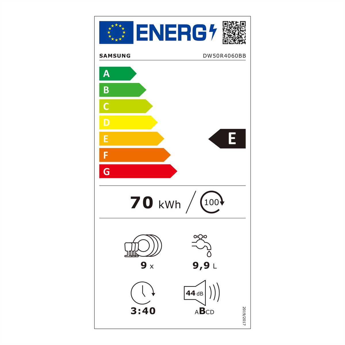 **Retoure**Samsung Geschirrspüler DW4000R Slim, Vollintegriert, 45cm