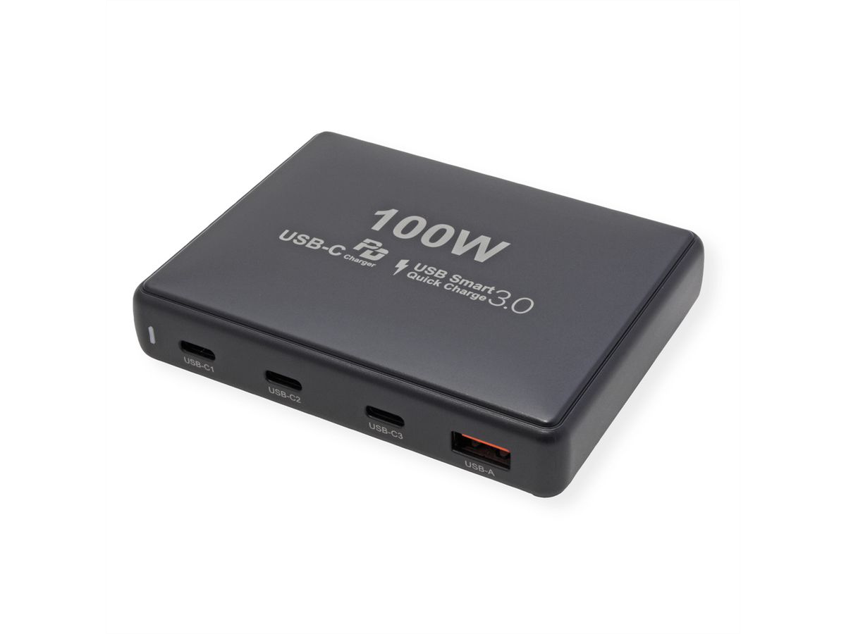 VALUE  Chargeur USB 4 ports USB (1x USB A, 3x USB C), max. 100W