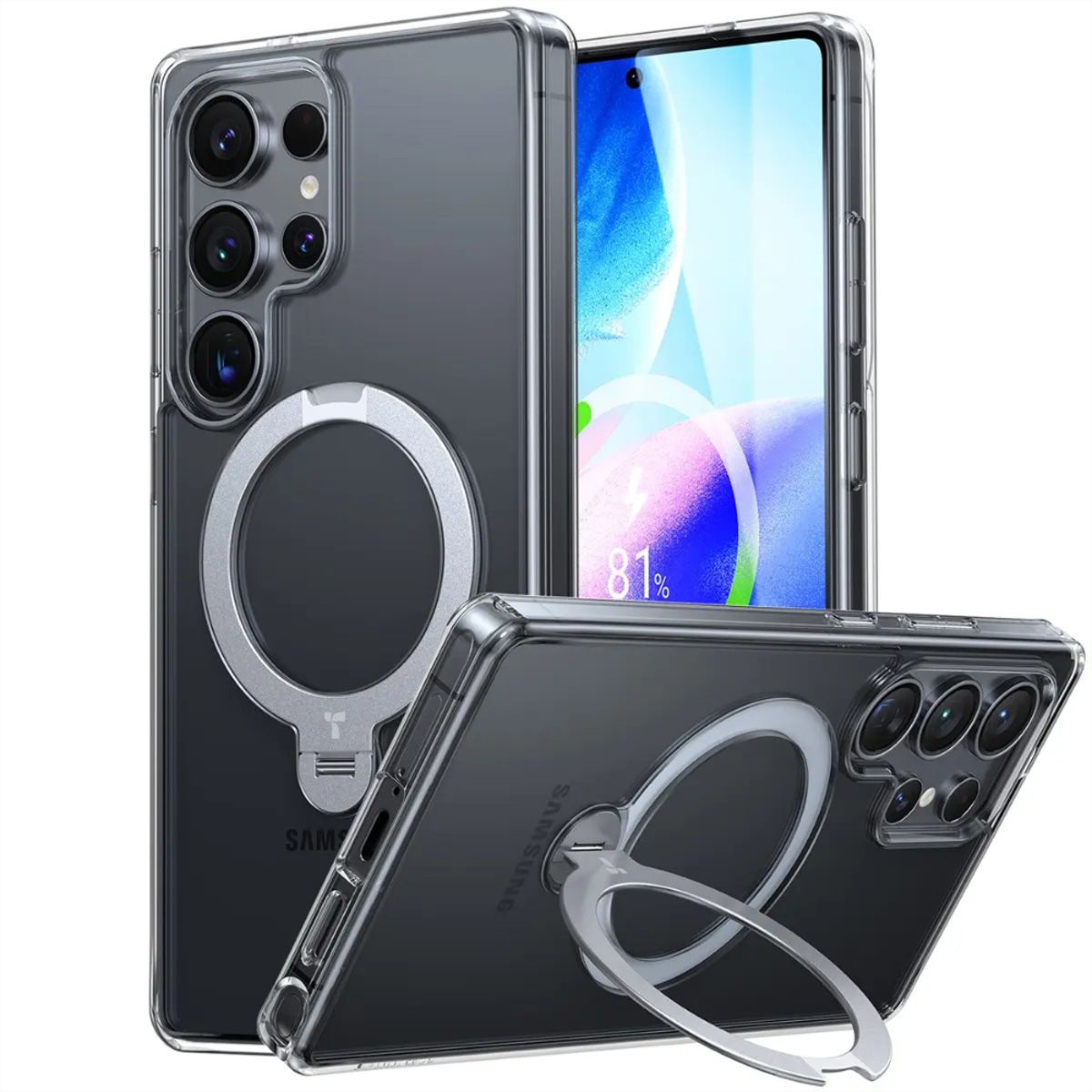 Torras Ostand 360° Spin Case, Samsung S25 Ultra, MagSafe, transparent