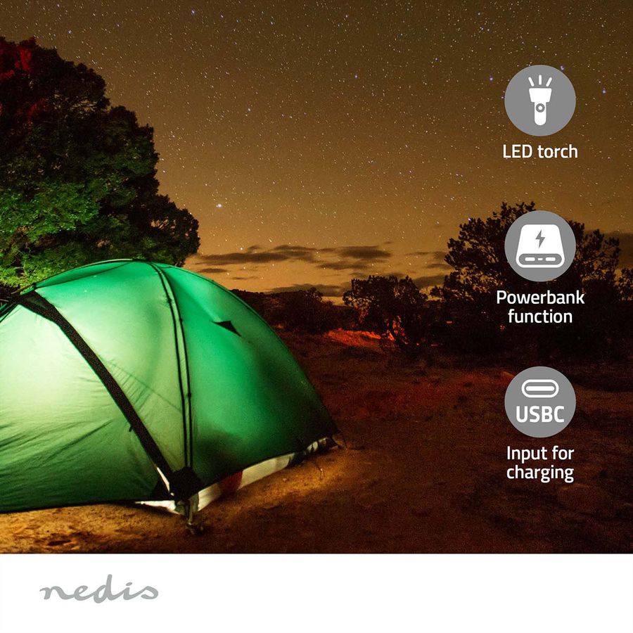 Radio d'urgence Nedis DAB FM avec manivelle, panneau solaire et batterie externe, Radio d'urgence portable pour les situations d'urgence, le camping et les activités de plein air