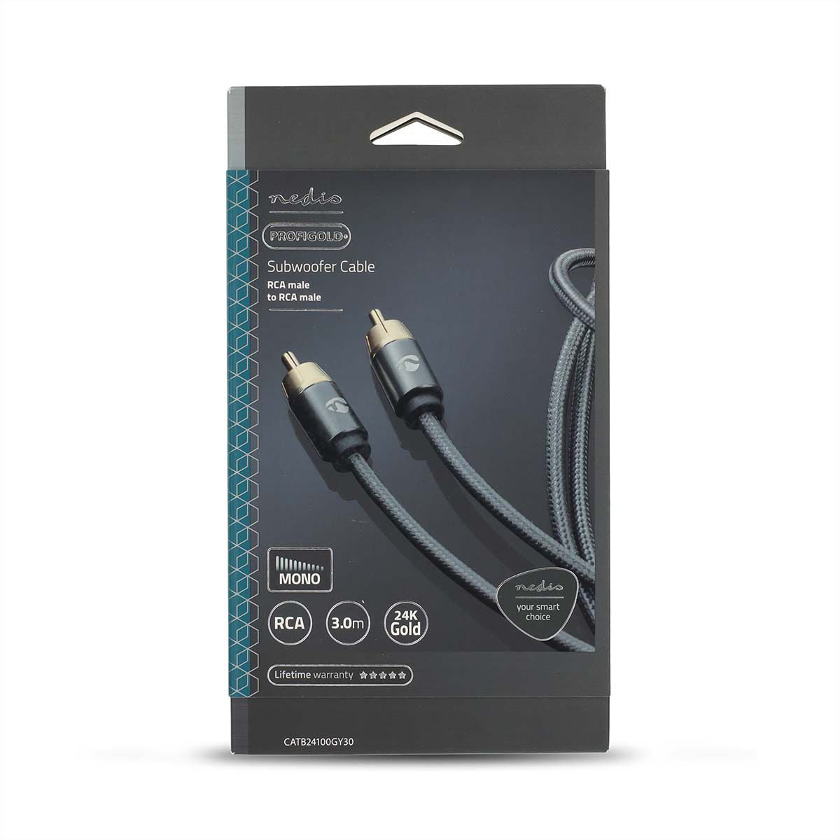 Nedis Subwoofer Kabel, 2x RCA, ST/ST, grau, 3 m