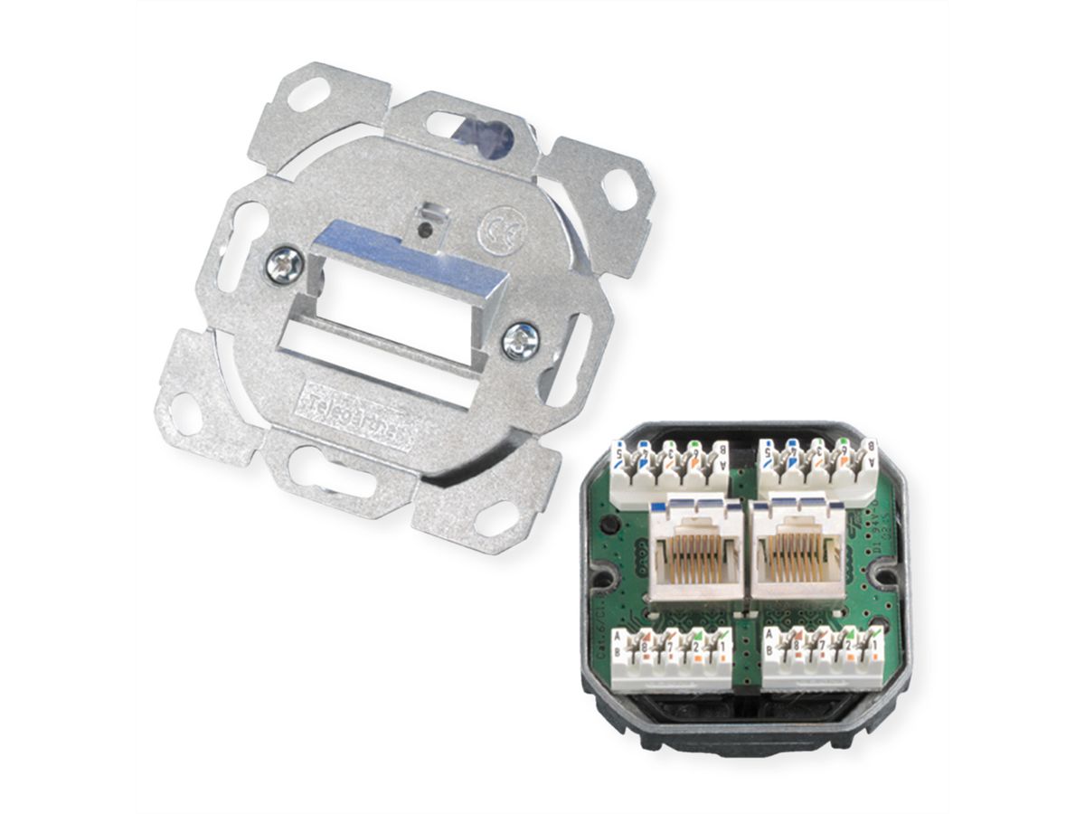 TELEGÄRTNER Dose AMJ45 ohne Zentralplatte 2x RJ-45 Kat.6A (Class EA)