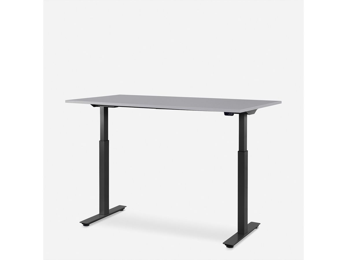 WRK21 Schreibtisch Smart 160 x 80 cm, Höhenverstellbar, Grau Uni / Schwarz