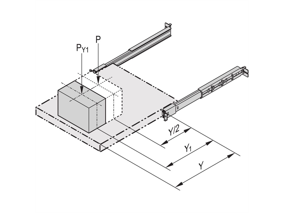 Glissière télescopique SCHROFF Universelle, 2 U, 2 U 660L