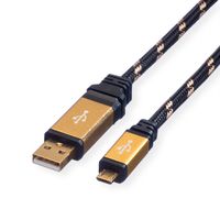 ROLINE GOLD Câble USB 2.0, USB A mâle - Micro USB B mâle, 1,8 m