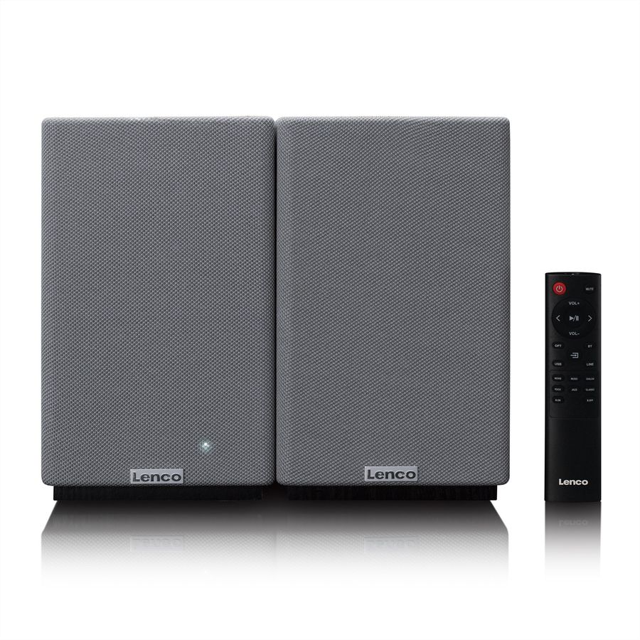 Lenco Aktiv Lautsprecher, 2x40W, Wood,, BT, opt.In, USB, AUX, SUB-Out, IR-FB.