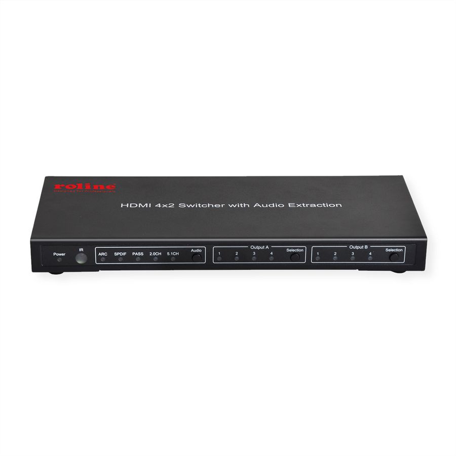 ROLINE Switch Matrix HDMI 4K, 4 x 2 avec télécommande