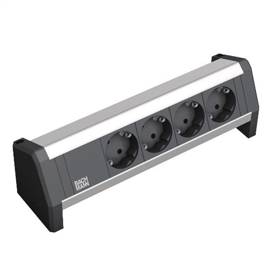 BACHMANN 4x2P+T allemand avec câble fixe 3m, noir, 3 m
