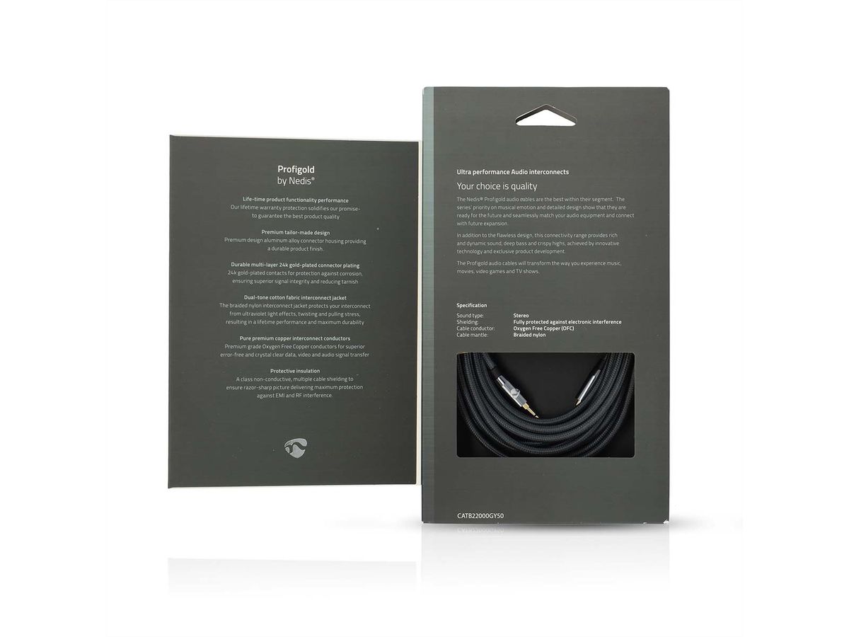 Nedis 3.5mm Verbindungskabel ST / ST, grau, 5 m