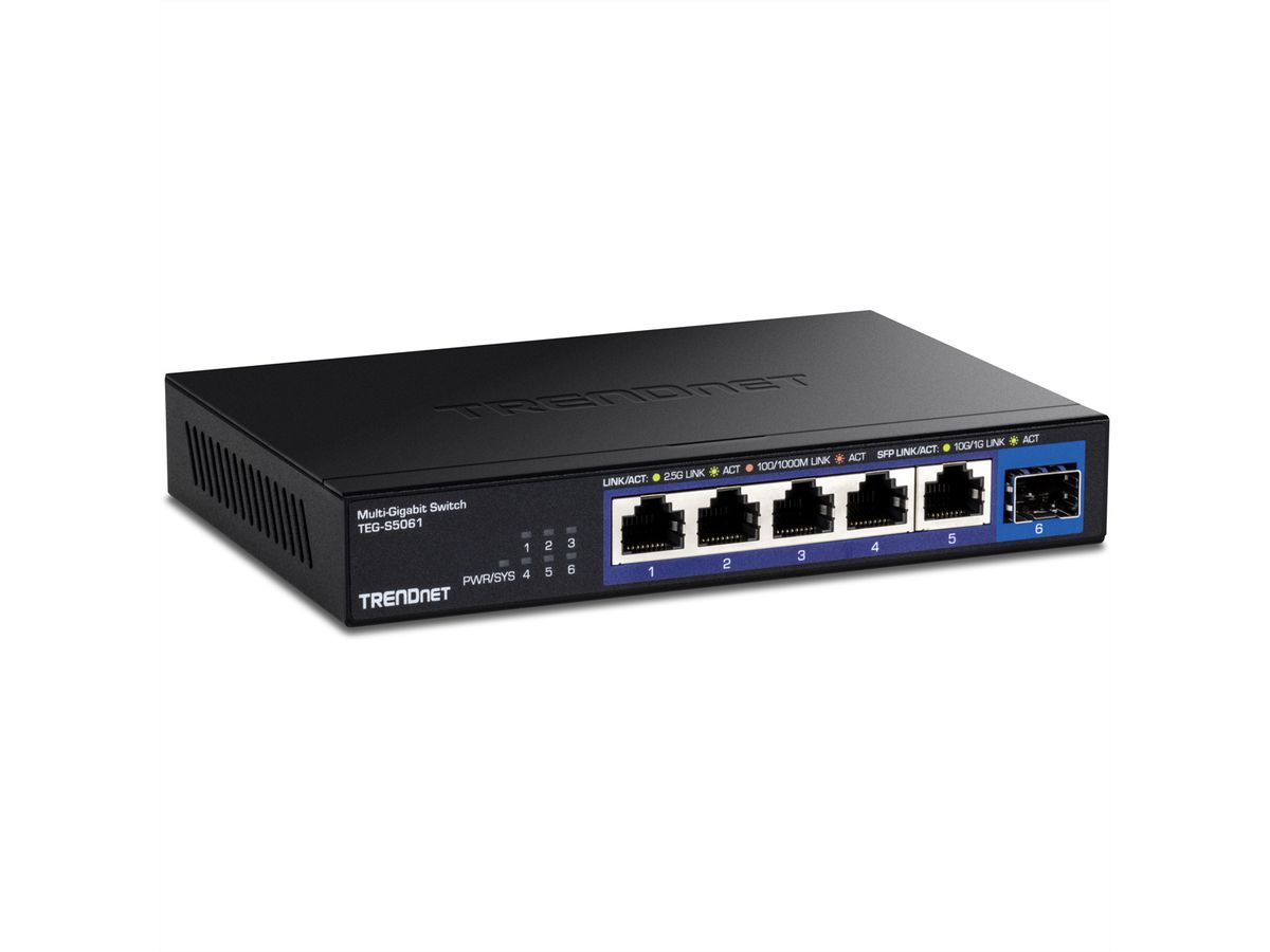 TRENDnet TEG-S5061 Switch 2,5G à 6 ports non administrable, avec ports SFP+ 10G