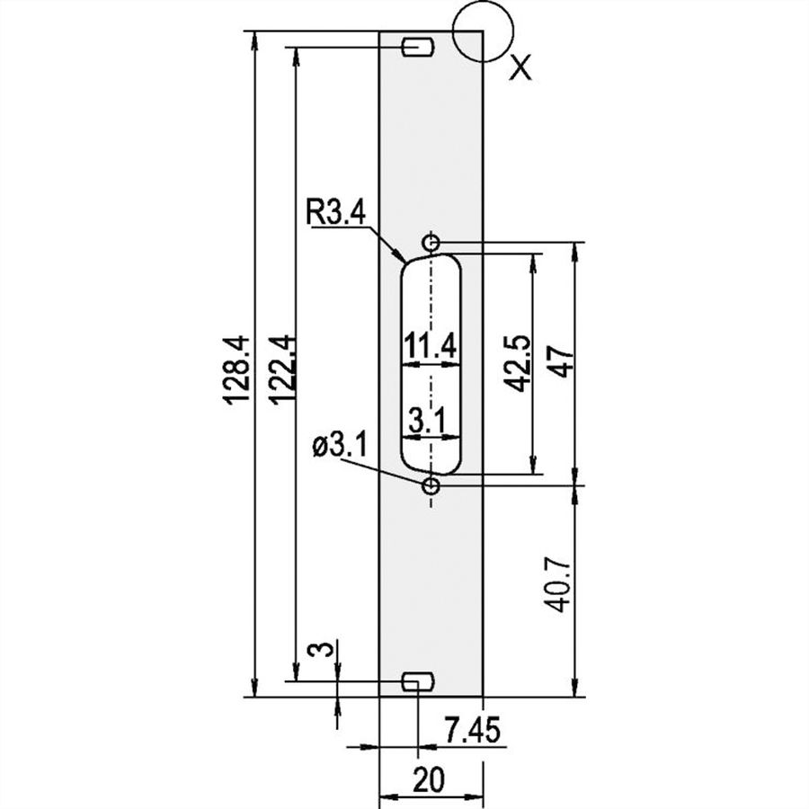 SCHROFF Face avant, plate, Refrofit Shielding, D-Sub Cutout, 3 U, 4 HP, 1 x 25 broches, 2,5 mm, alu, anodisé avant, conducteur arrière
