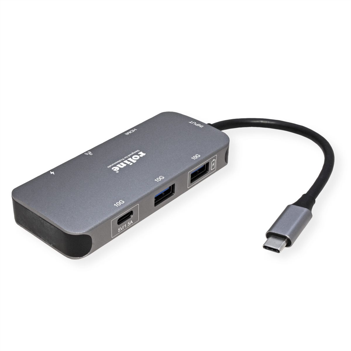 ROLINE Station d'accueil USB-C, HDMI 4K, USB-A, USB-C, PD, LAN