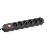 BACHMANN Prise multiple, 6x avec interrupteur, noir, 1,5 m