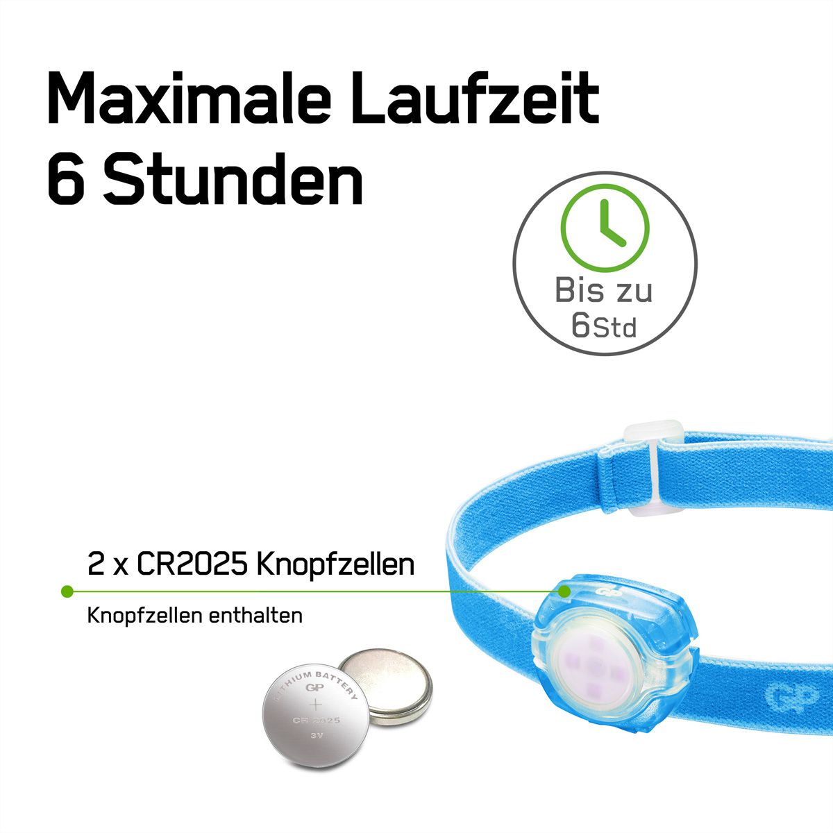 GP Discovery lampe frontale Kids bleu, 40lm