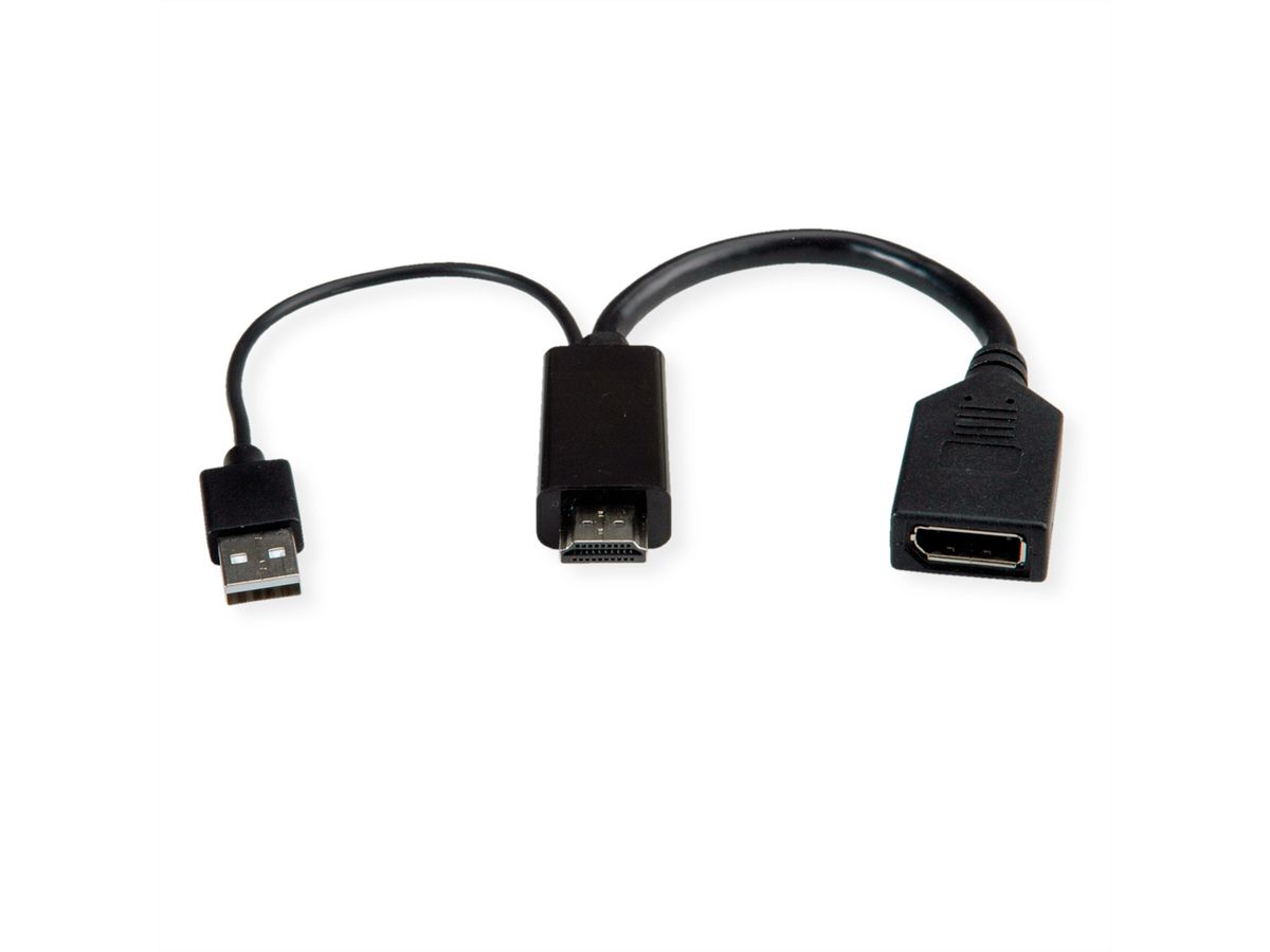 ROLINE Adaptateur HDMI - DisplayPort, v1.2, 4K, HDMI M - DP F, Actif
