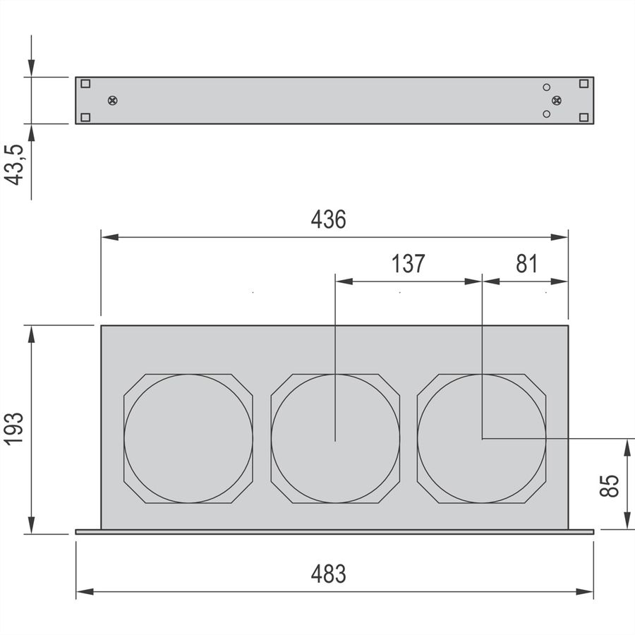 SCHROFF 19" Umlüfter, 3 Ventilatoren, 1 HE, 24 VDC, drehzahlgeregelt und funktionsüberwacht