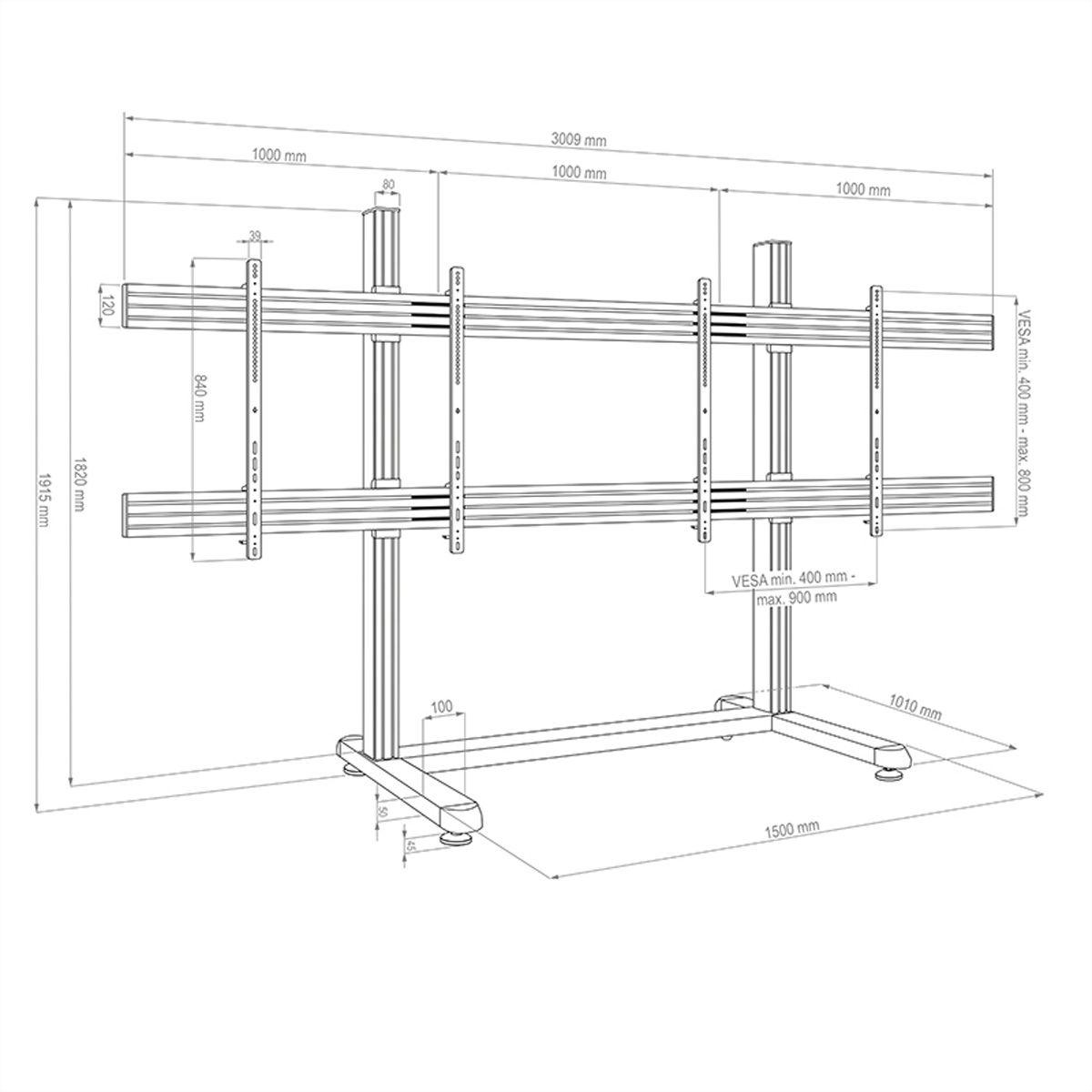 Hagor Système de stand mobile CPS Floorstand 2x 75-86