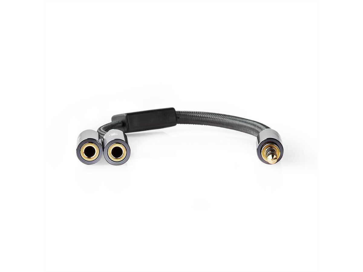 Câble audio stéréo Nedis, 3.5mm, 1x ST, 2x BU, gris, 0.2 m