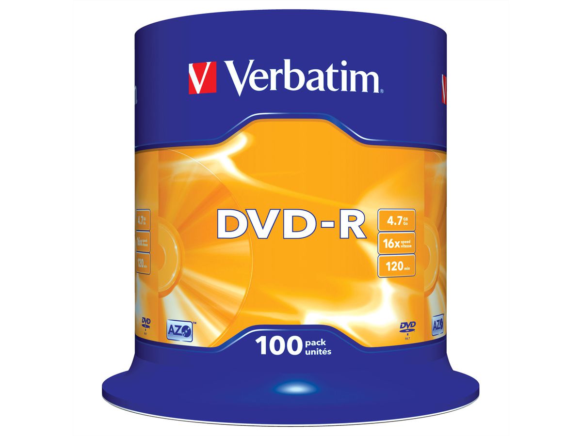 Verbatim DVD-R Spindle 4.7GB 16x 100 Pk