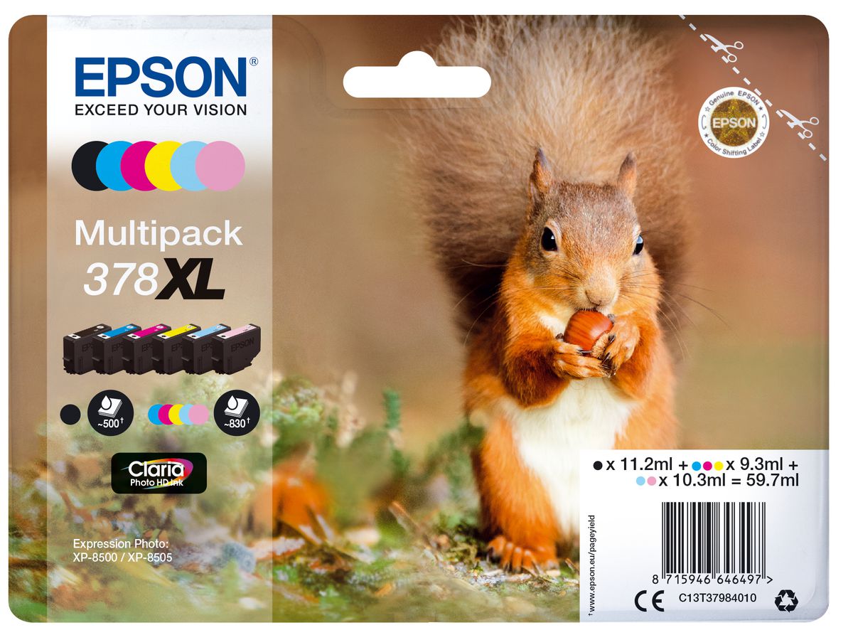 Epson Squirrel Multipack 6-colours 378XL Claria Photo HD Ink