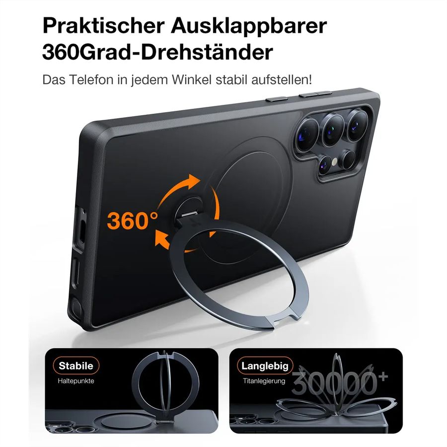 Torras Ostand 360° Case, Galaxy S25 Ultra, MagSafe, noir